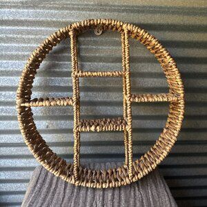 Boho style seagrass wall shelf